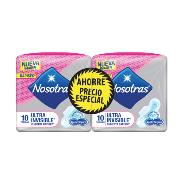 2 Toallas Nosotras Ultra Invisible Rapisec 10 Unidades Precio Especial