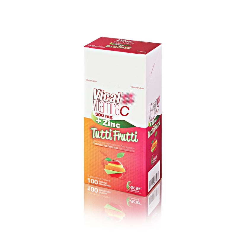 Vical Vitamina C 500 Mg + Zinc Tutti Frutti 100 Tabletas