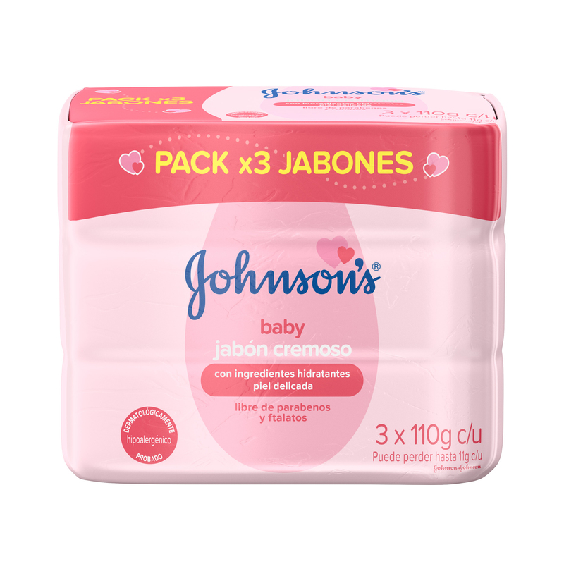 3 Jabon Johnson y Johnson Baby Humectante 110 Gr