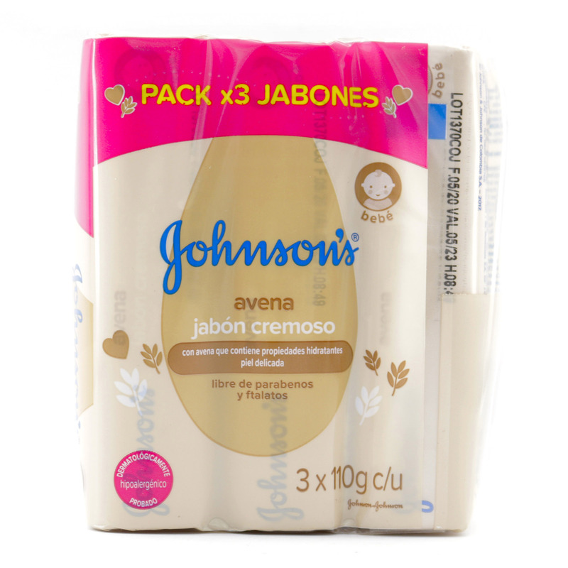 3 Jabon Johnson y Johnson Baby Avena 110 Gr