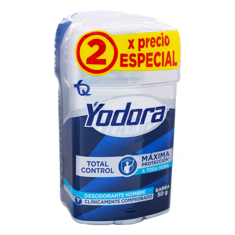 2 Desodorante Yodora Barra Total Control 50gr Precio Especial Hombre
