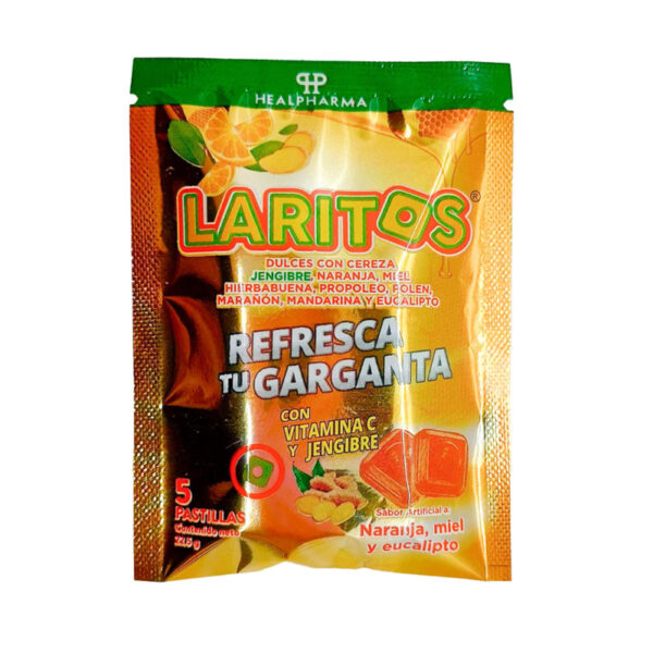Laritos Naranja Miel 12 Sobres 5 Pastillas