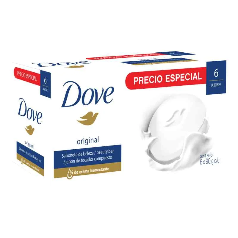 6 JABONES DOVE BLANCO 90 GR PAGUE MENOS LLEVE MAS