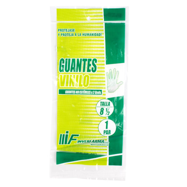 guante de vinilo 8 1/2 2 unidades inverfarma