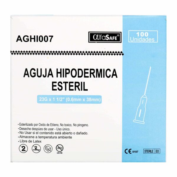 Aguja Hipodermica  Alfa 23gx1 1/2 100 Unidades