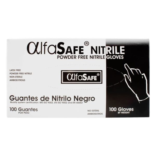 Guante Nitrilo Alfa Negro Talla M 100 Unidades