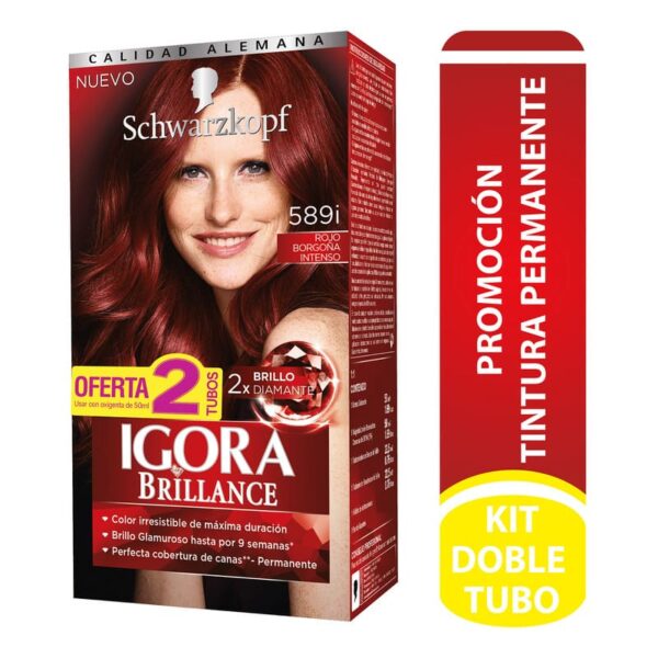 Igora Brillance Doble Tubo  589 Rojo Borgoña Inteso