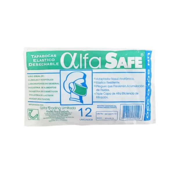 tapaboca desechable alfa azul 12 unidades
