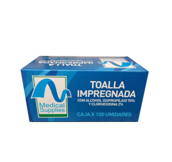 toallas alcohol isopropilico clorhexidina 100 unidades