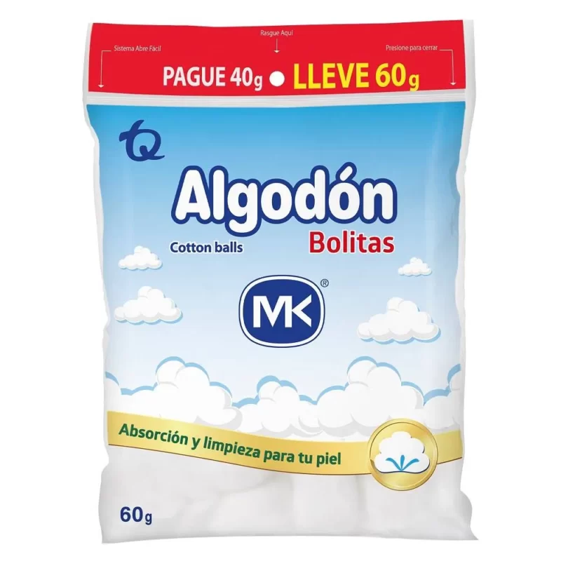 Algodon Mk pomos bolsa 40 gramos gratis 20 gr