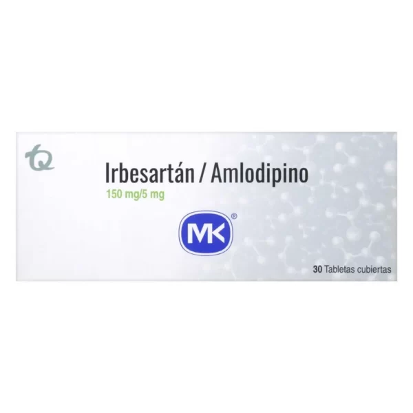 irbesartan 150 mg + amlodipino 5 mg 30tabletas mk