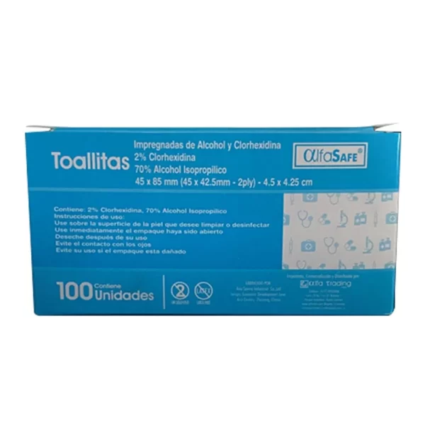 toallas alcohol isopropilico alfasafe 100 unidades