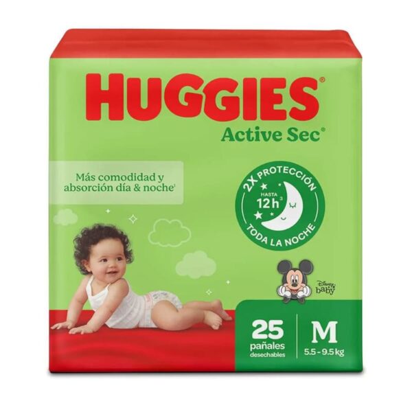 Pañal Huggies Active Sec Etapa 2 Mediano 25 Unidades