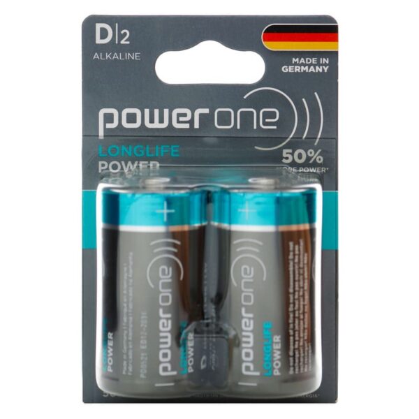 Pila Power One Alkalina D Redonda 2 Unidades