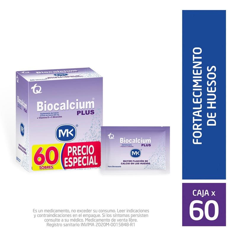 BIOCALCIUM PLUS POLVO 60 SOBRES MK PRECIO ESPECIAL