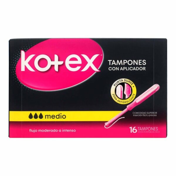 Tampon Kotex Medio Con Aplicador 16 Unidades