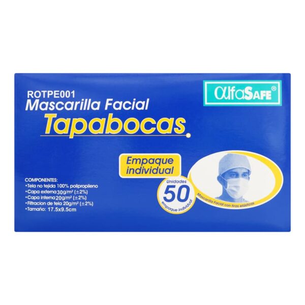 Tapaboca Desechables Alfa Azul e.i 50 Unidades