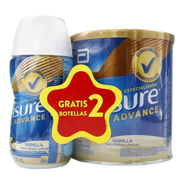 ensure advance vainilla 400 gr + 2 advance 220 ml