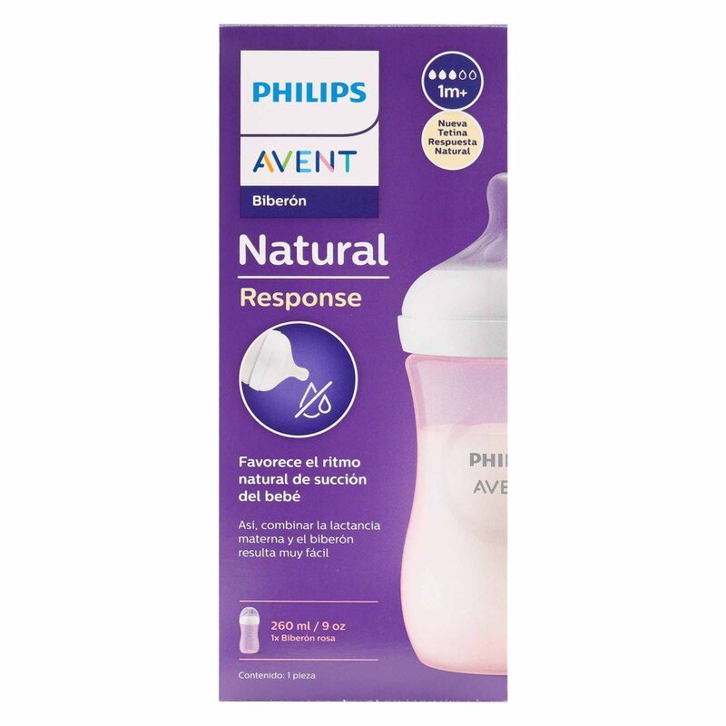 BIBERON PHILIPS AVENT NATURAL ROSADO 260 ML 9 ONZAS