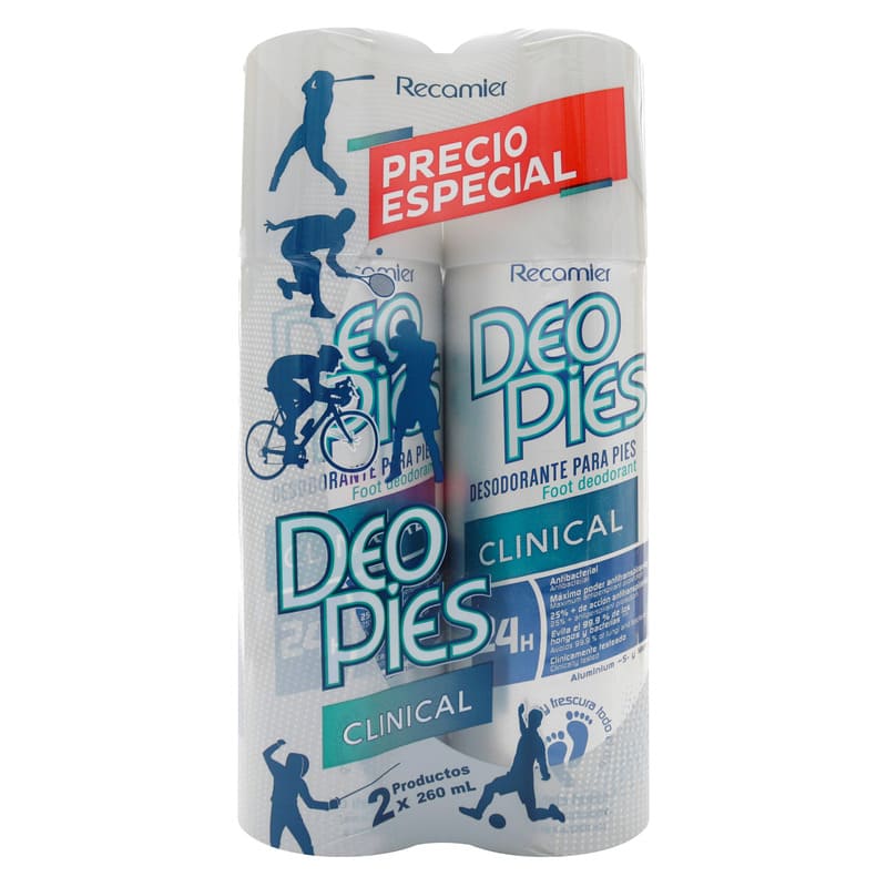 2 Desodorante Deo Pies Clinical Spray 260 ml Precio Especial