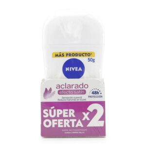2 DESODORANTE NIVEA BARRA ACLARADO EFECTIVO SATIN 50 GR SUPER OFERTA