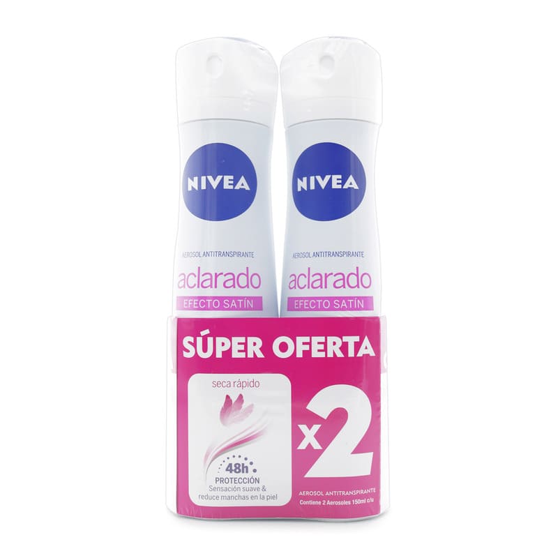 2 Desodorfante Nivea Spray Aclarado Efectivo Satin 150ml