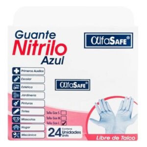 Guante Examen Nitrilo Azul Alfa Talla l 24 Unidades