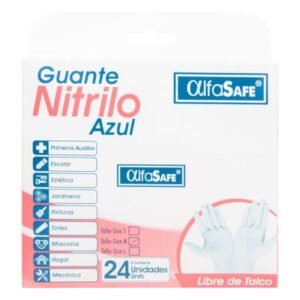 Guante Examen Nitrilo Azul Alfa Talla M 24 Unidades