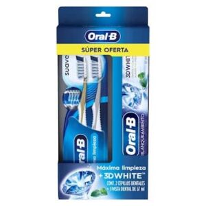 2 CEPILLO ORAL-B 7 BENEFICIOS + CREMA 3D WHITE 67 ML SUPER OFERTA