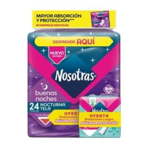 TOALLAS BUENAS NOCHES TELA 24 UNIDADES + 12 PROTECTORES LARGOS